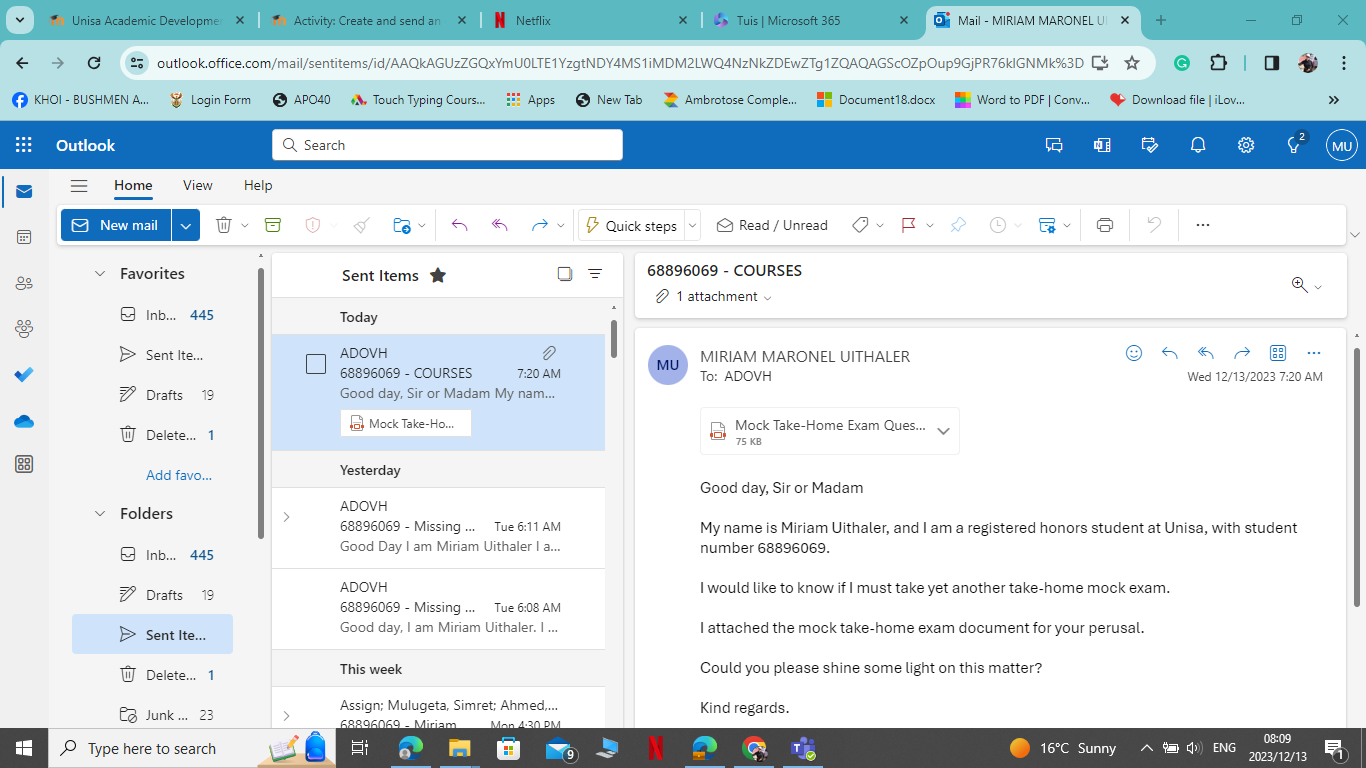Snap a picture of my email that I sent as an activity for ADOVH.