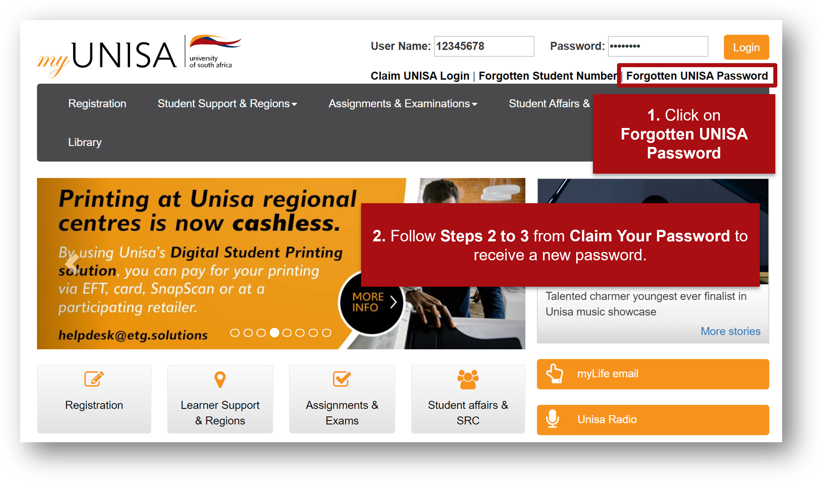 Forgotten password link