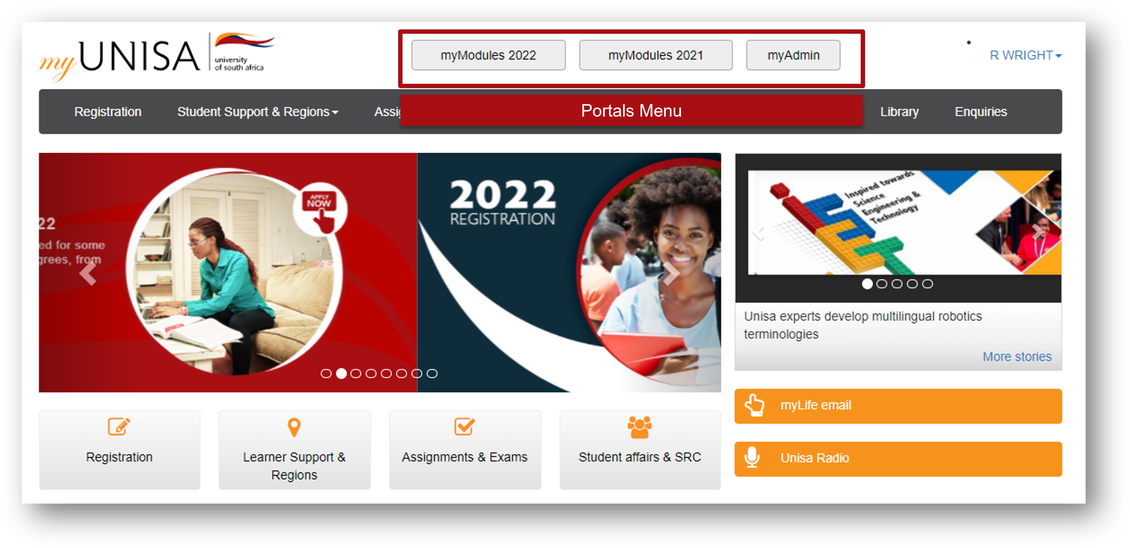 Header sub-portals.