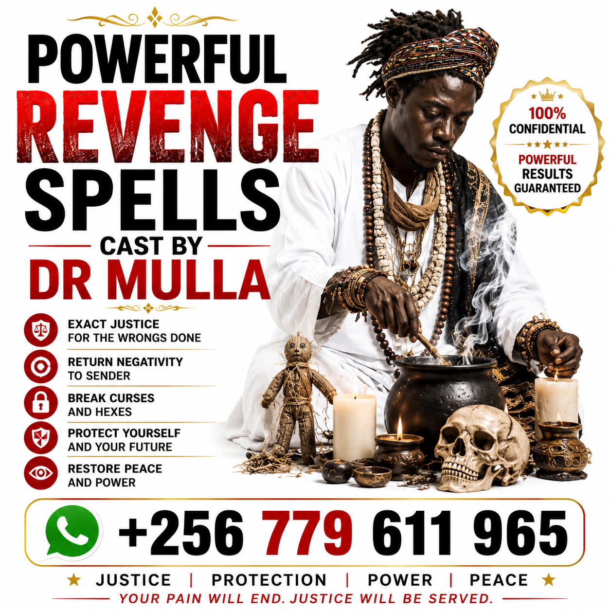 Powerful Revenge Spells by Dr. Mulla | Justice, Karma, Truth, Spiritual Protection & Emotional Healing | +256 779 611 965